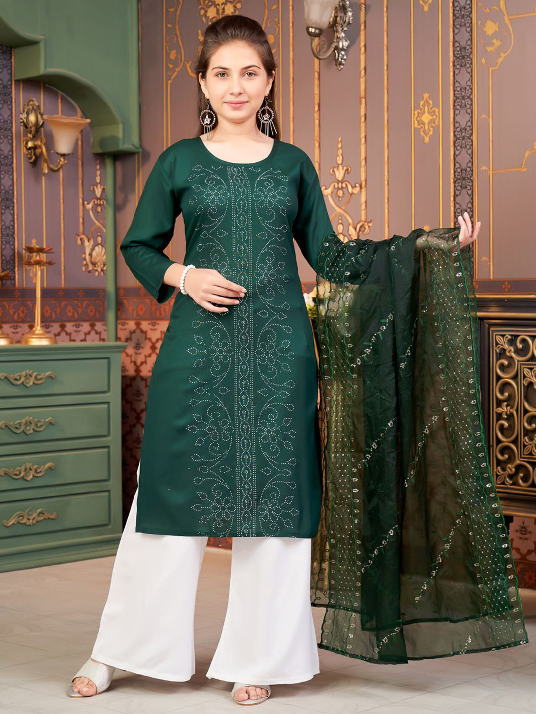 BAESD Girls Printed Round Neck Full Sleeve Kurti