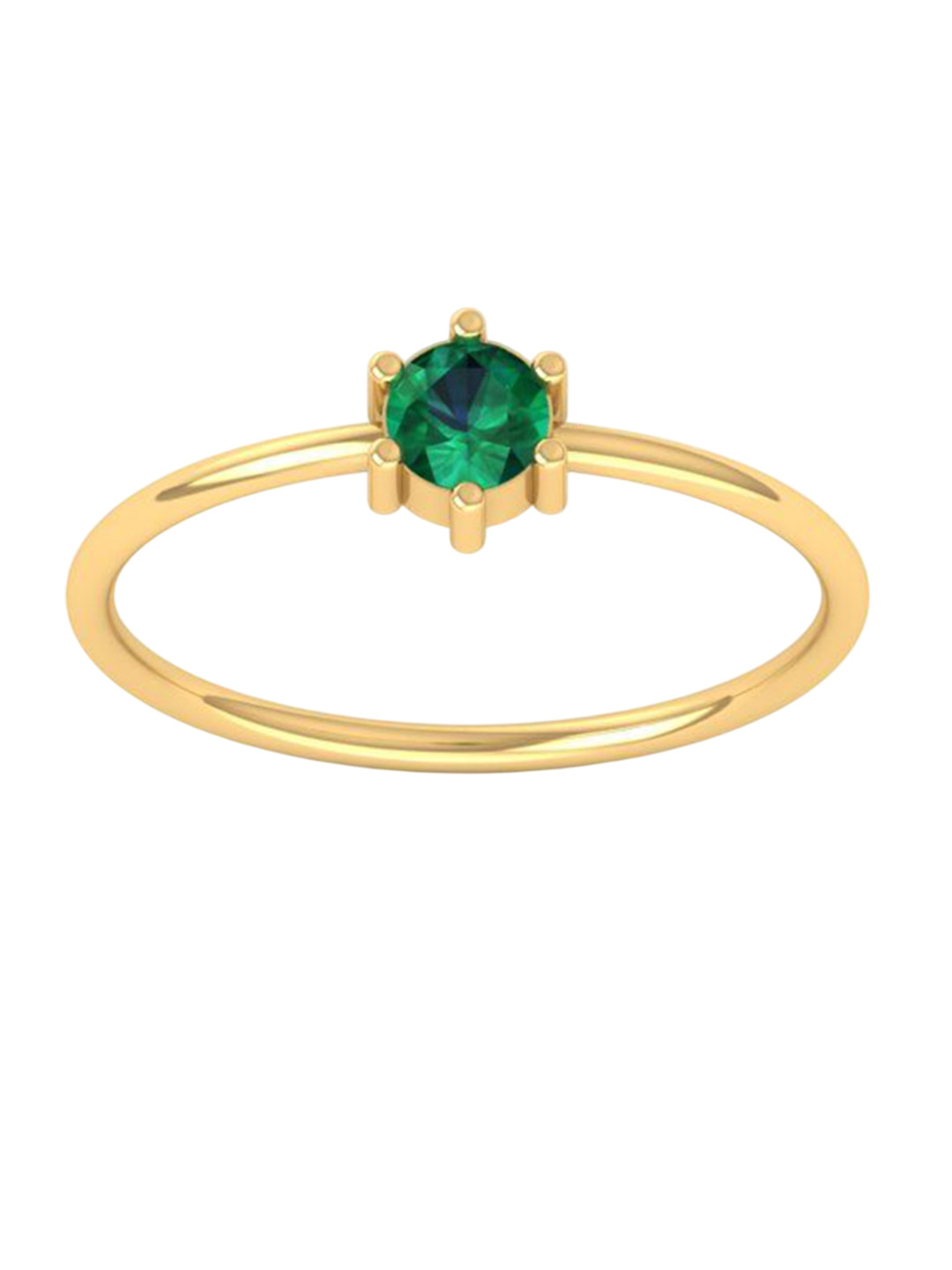 Eddicted 925 Sterling Silver 14K Gold-Plated Emerald Stone Studded Finger Ring