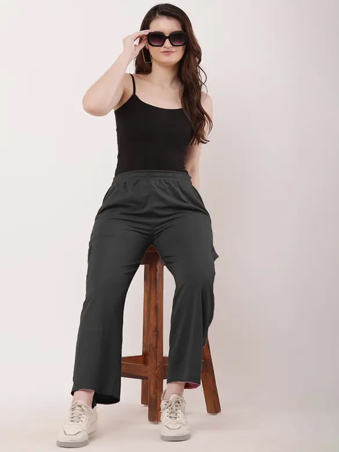 LECOWAR Women Regular Fit Mid-Rise Easy Wash Cargos