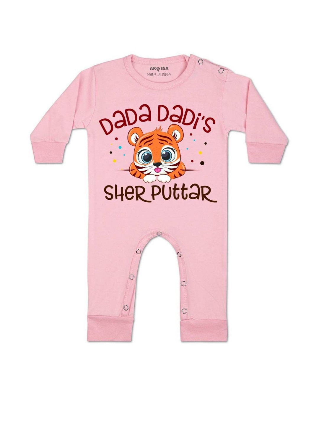 Arvesa Kids Dada Dadi Sher Puttar Printed Rompers