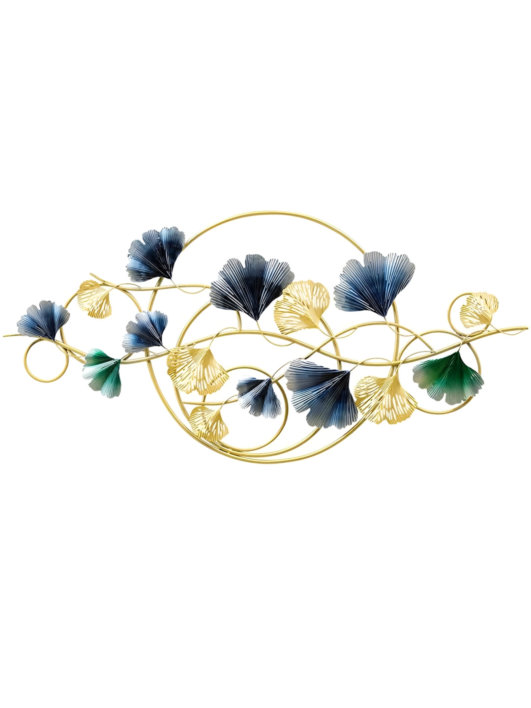 FK Metals Gold-Toned And Navy Blue Leaf Wall Decor