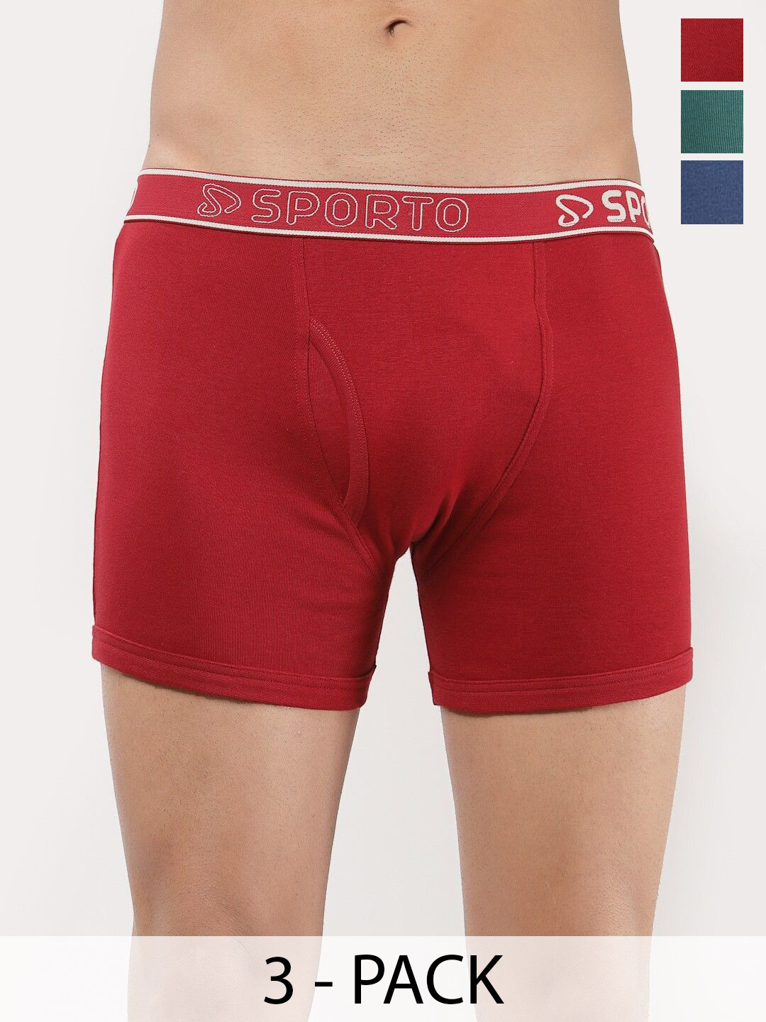 Sporto by Macho Pack Of 3 Low -Rise Trunks Sprto-M1030_Dnm(1)-Prt(1)-R(1)-XL-Dnm_Prt_R