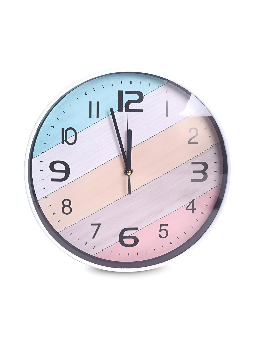PROKART Assorted & White Contemporary Round Analogue Glass Wall Clock