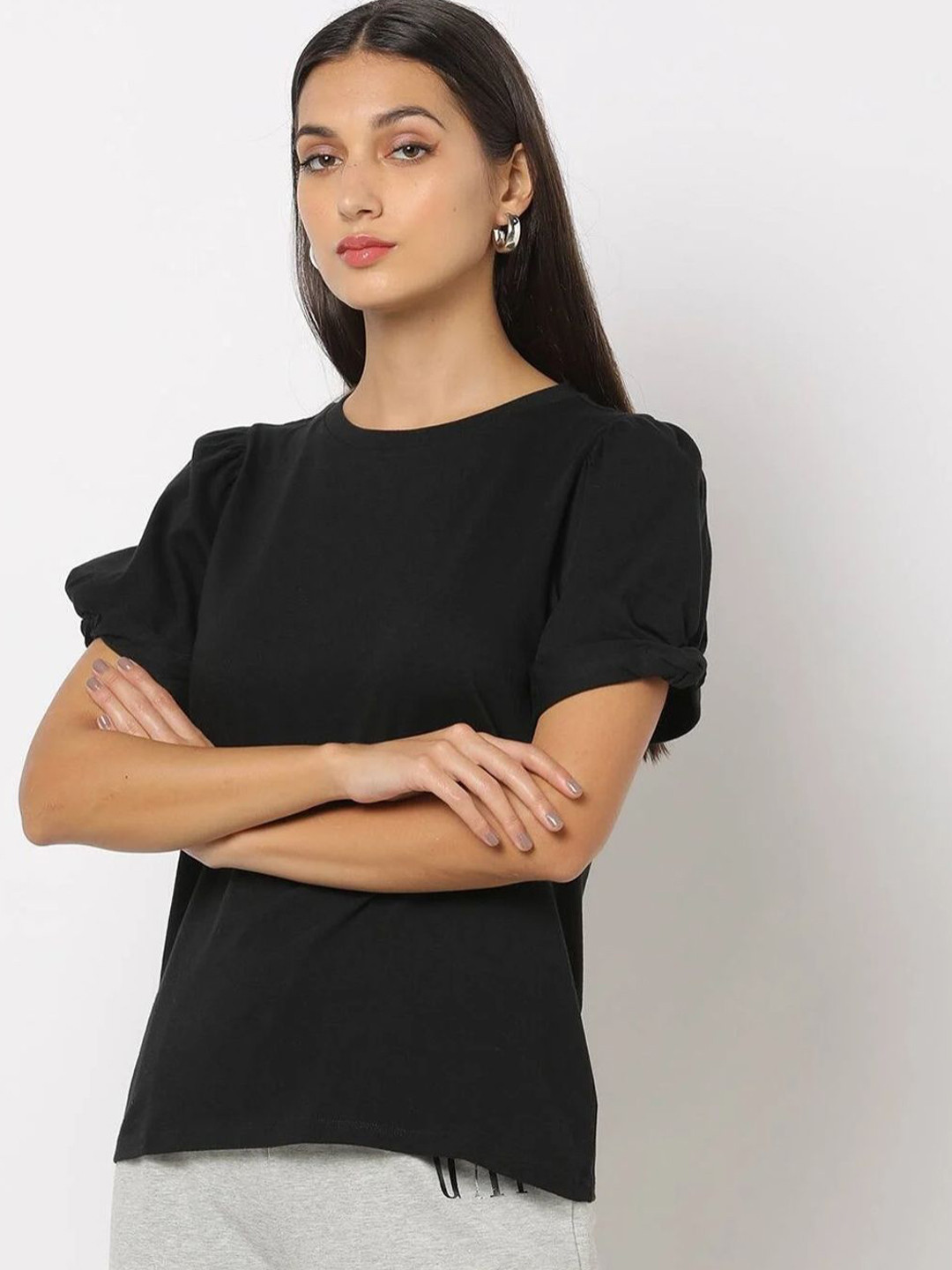 GAP Women's Solid Cotton Round Neck Tops