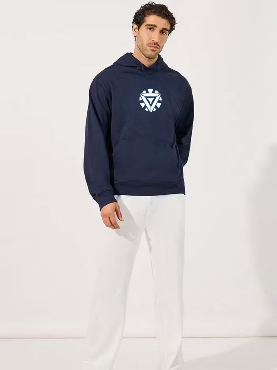 Moda Rapido Men Navy Blue Regular Fit Hooded Sweatshirt