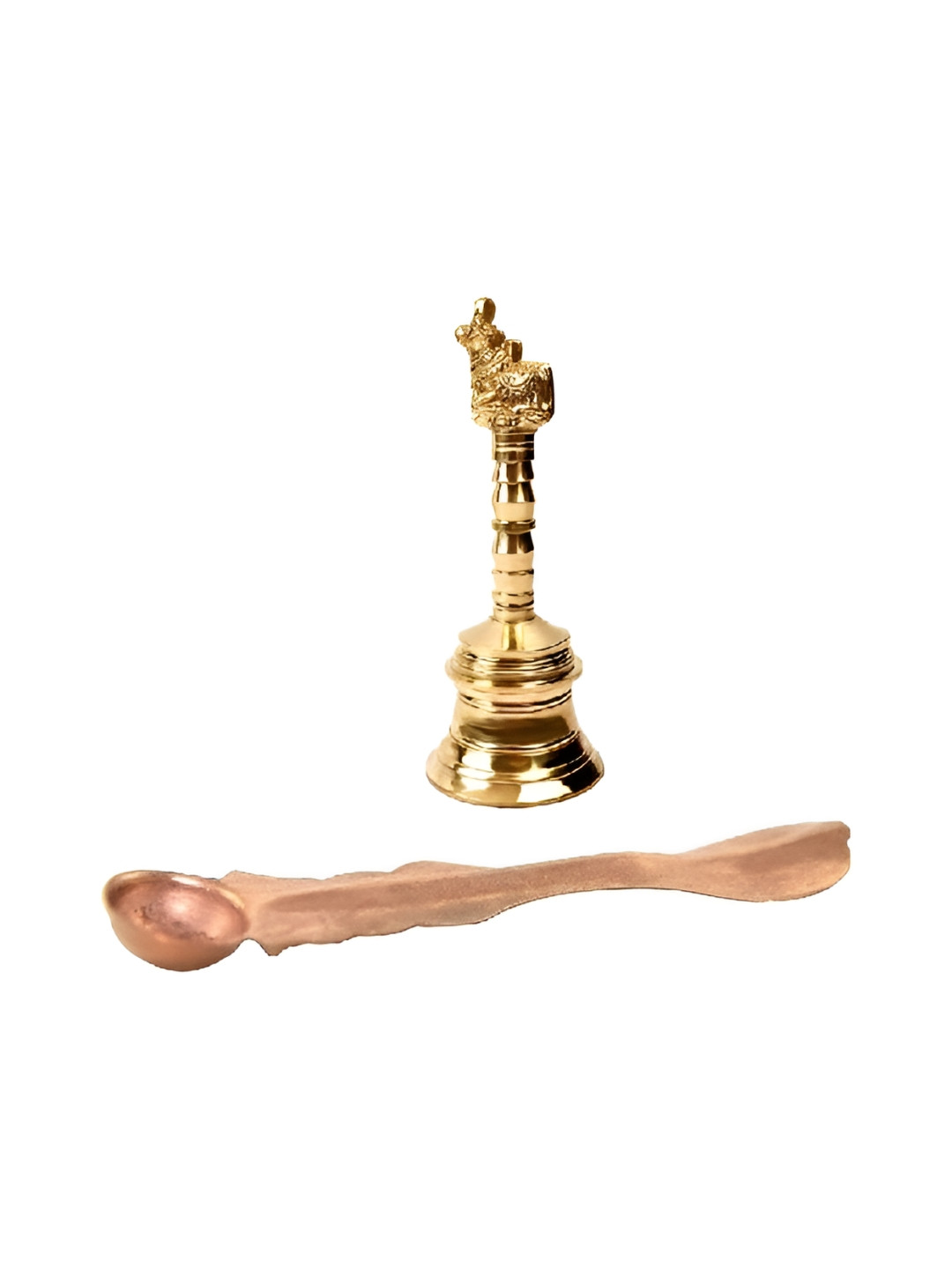 Adhvik Gold-Toned 2 Pieces Punch Patra Spoon With Nandi Head Bell