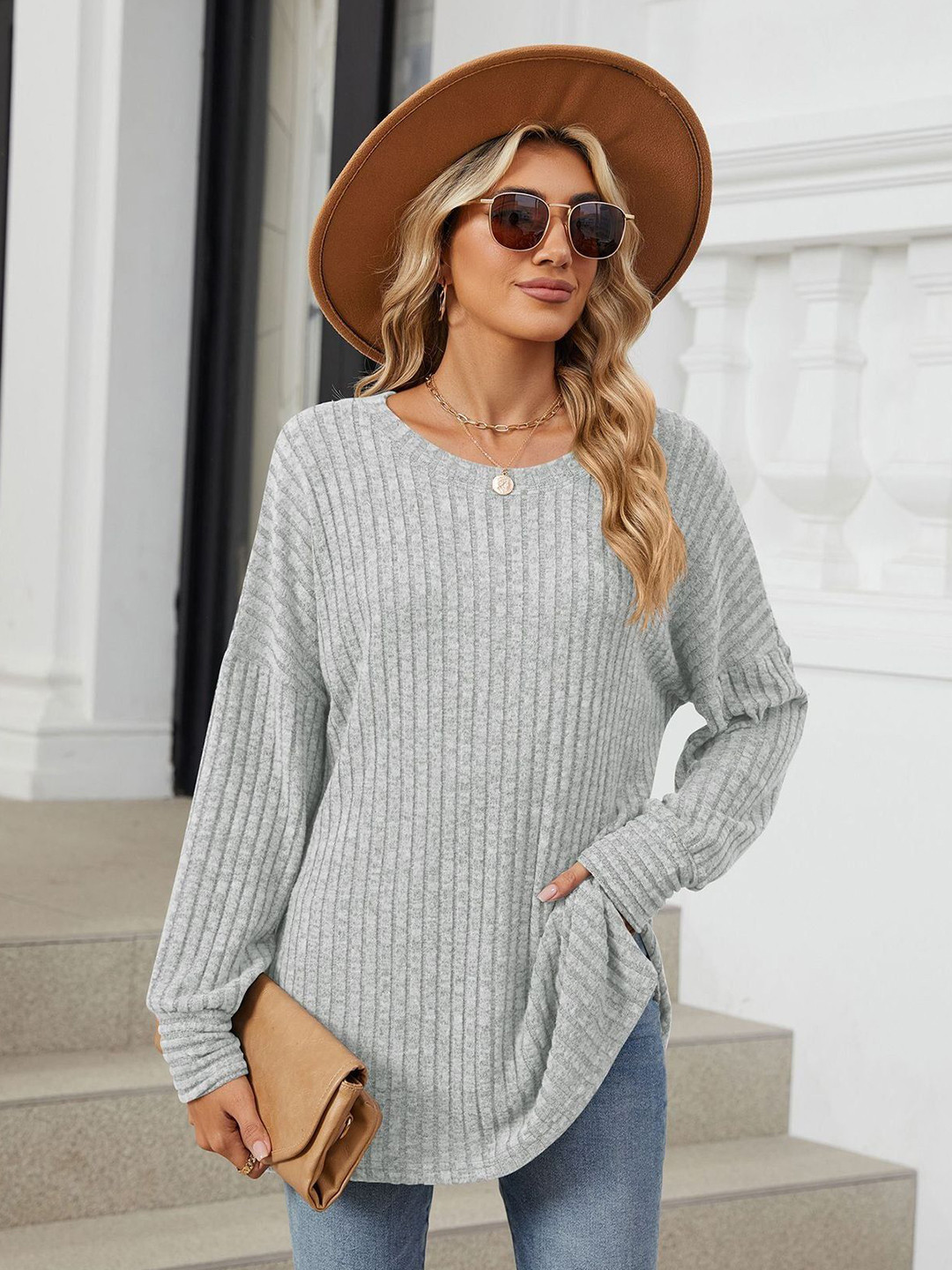 Outzidr Women Full Sleeves Round Neck Sweaters