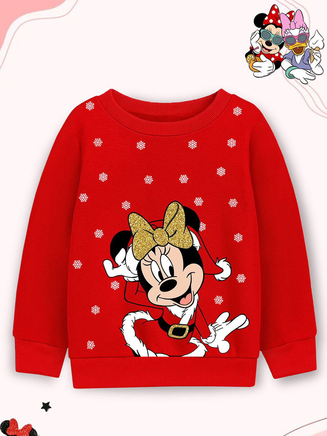 Disney By Miss and Chief Girls Graphic Printed Round Neck Long Sleeves Pullover Sweatshirt
