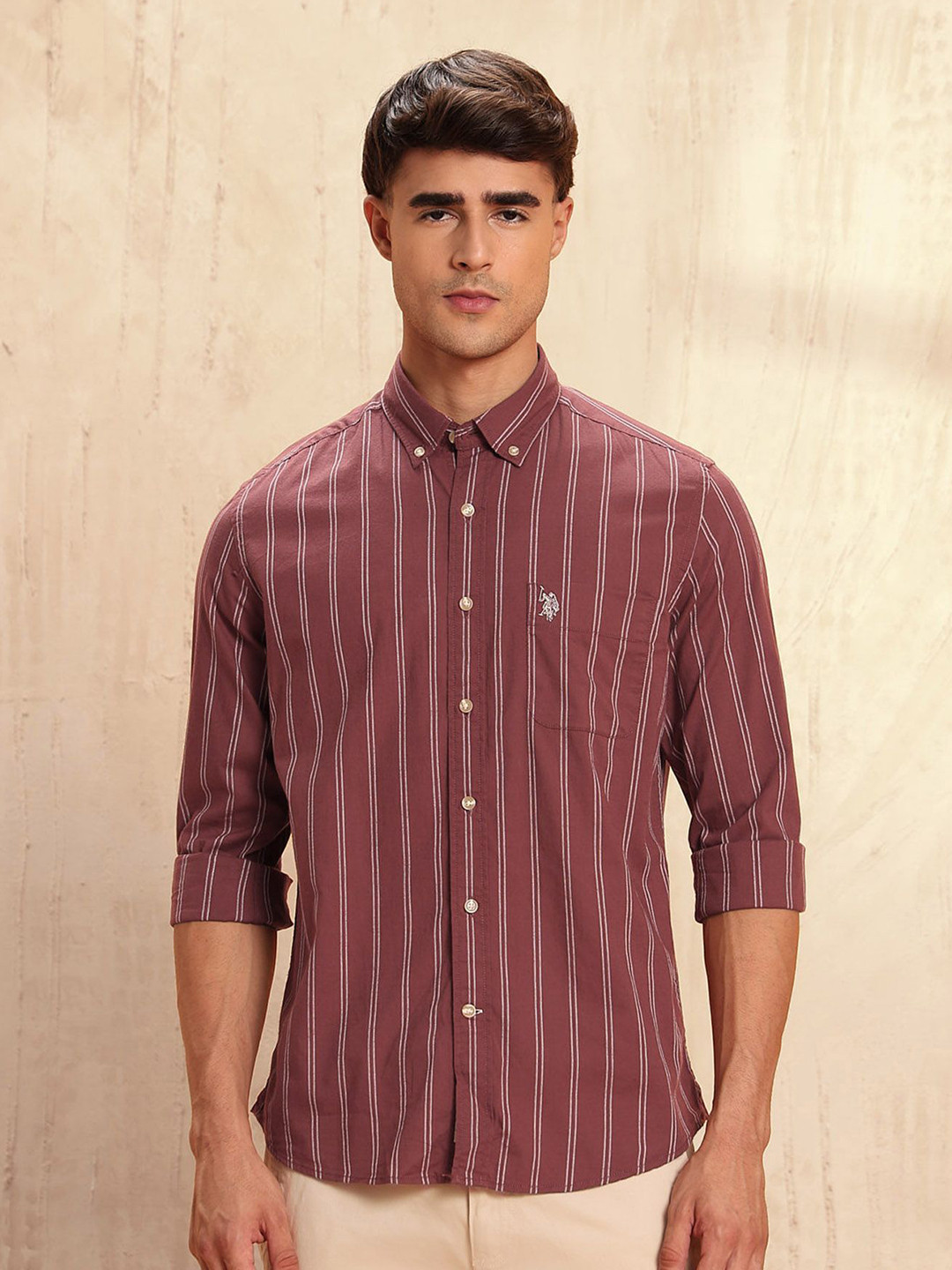 U.S. Polo Assn. Denim Co. Legend Of Horseshoe Slim Fit Striped Pure Cotton Shirt