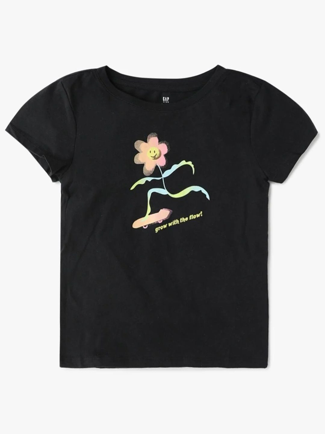 GAP Girls Graphic Printed Organic Cotton Crew Neck T-shirt
