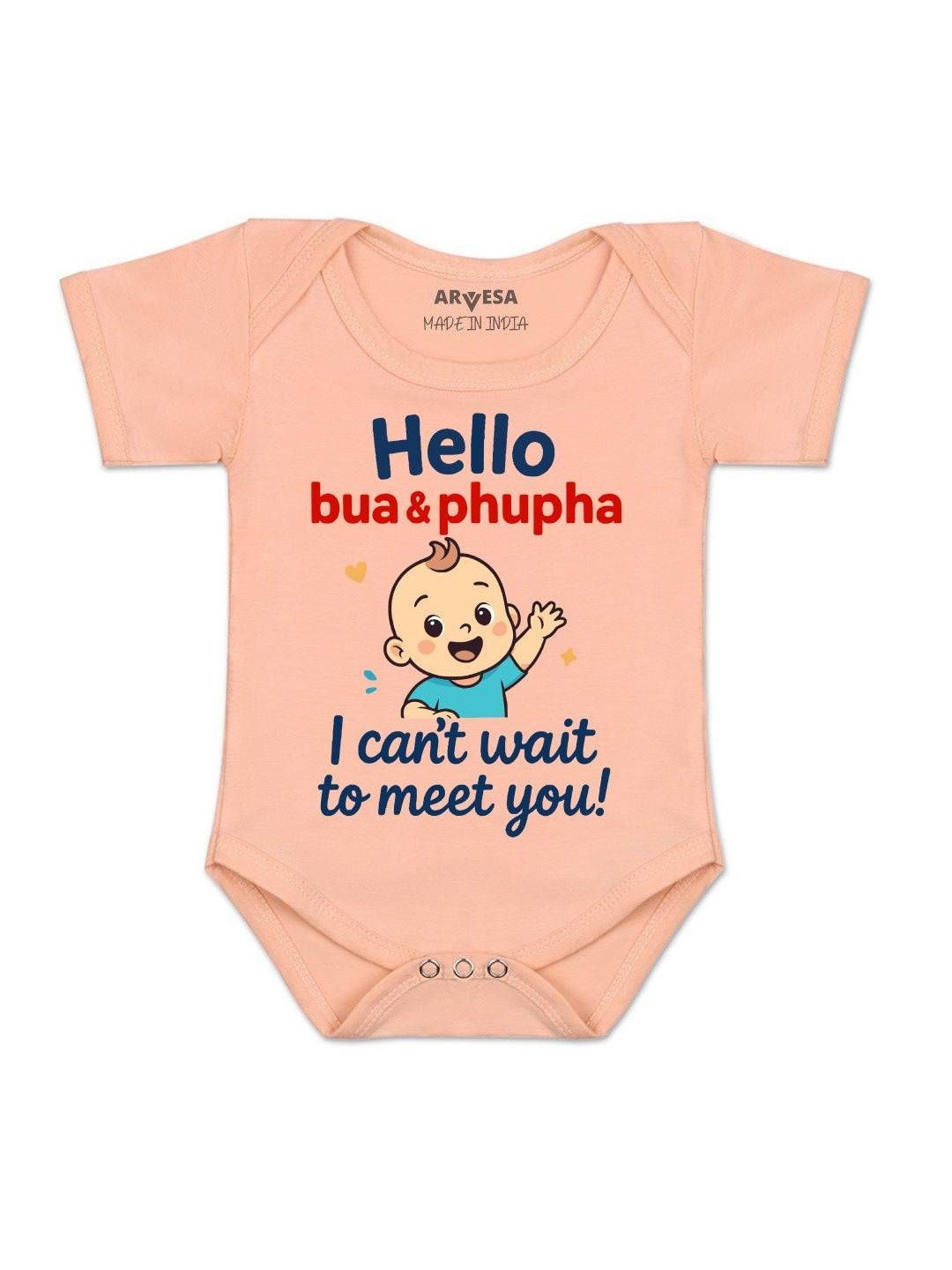 Arvesa Kids Hello Bua I can't Wait To Meet You Printed Bodysuit