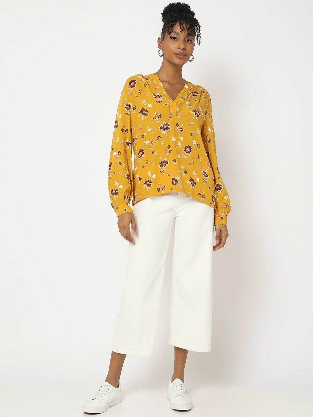 GAP Women Floral Printed V Neck Peasant Tops