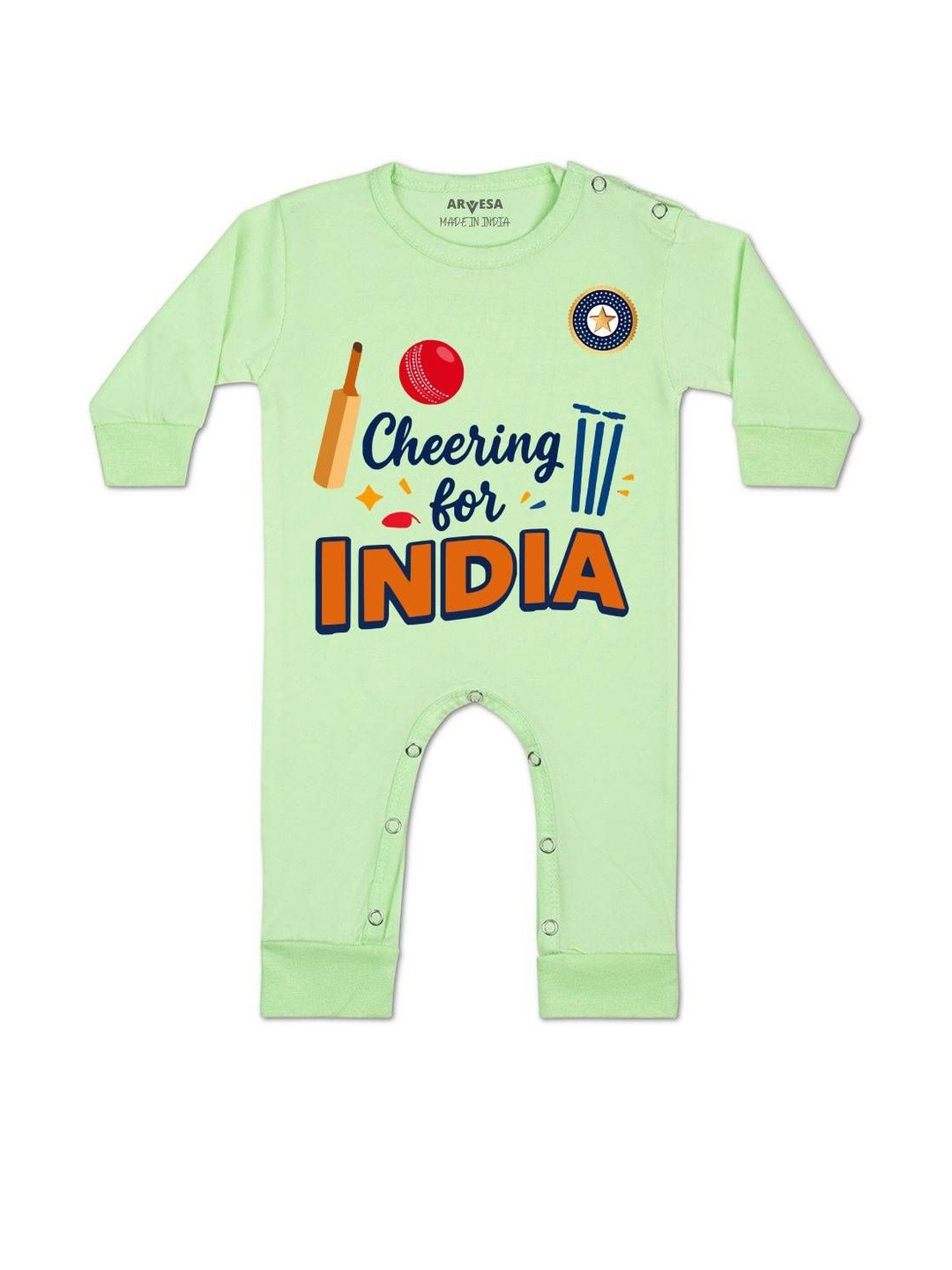 Arvesa Cheering For India Printed Baby Rompers