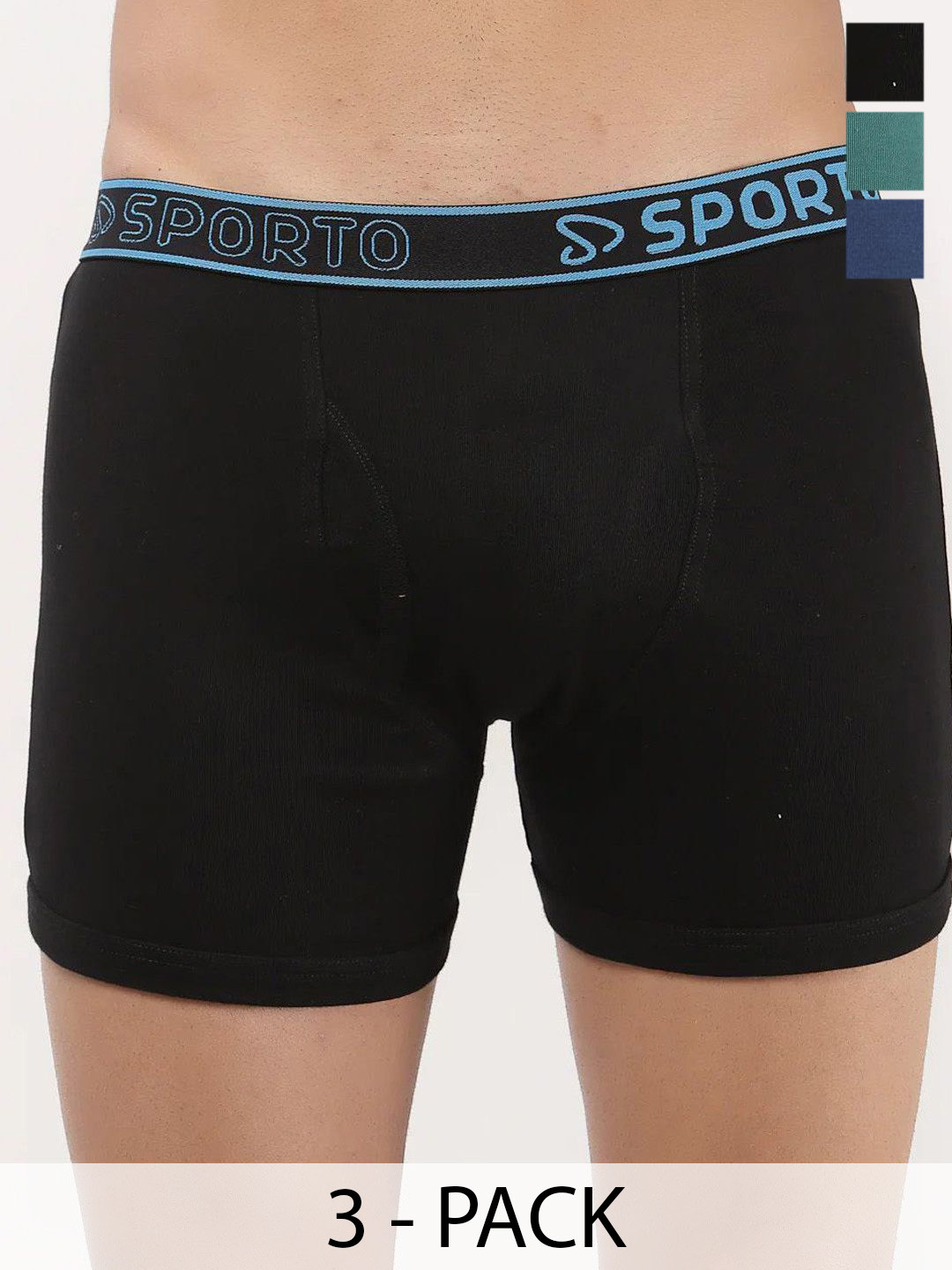 Sporto by Macho Men Solid Pack Of 3 Low-Rise Long Trunks