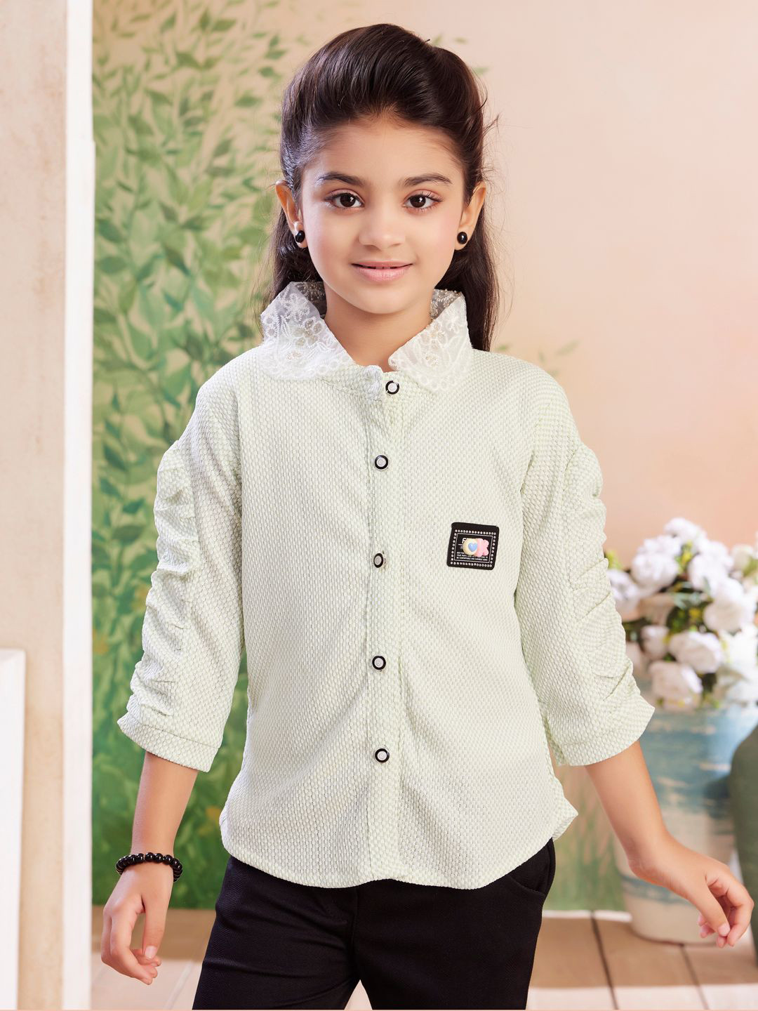 BAESD Girls Self Design Shirt With Capris