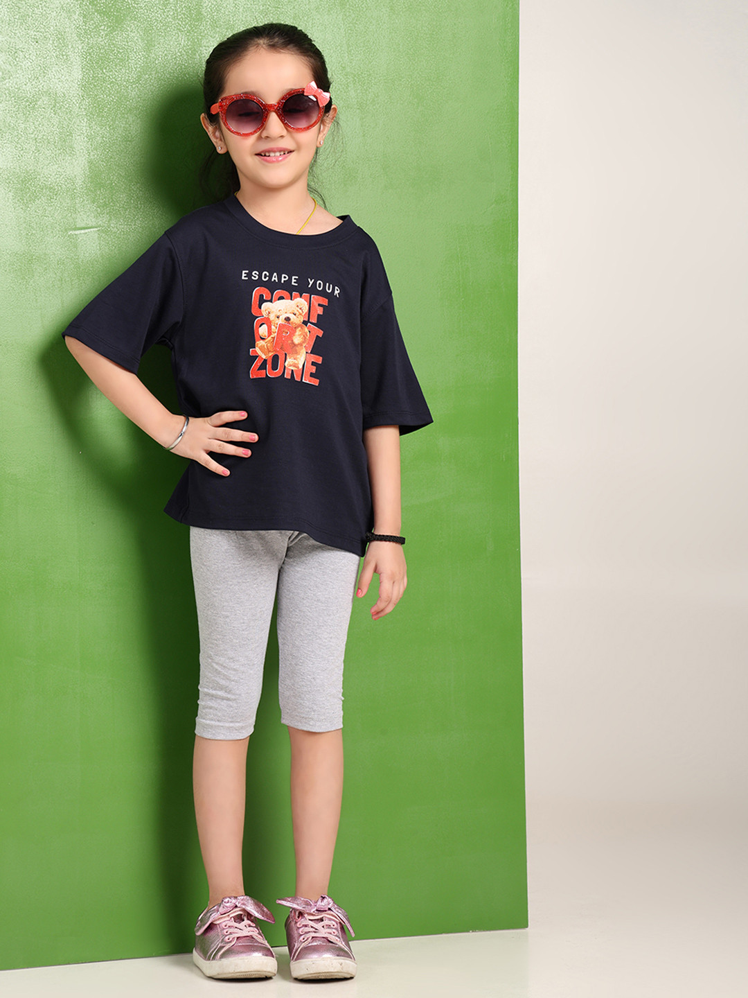 Robinbosky Girls Mid-Rise Three-Fourth Length Leggings