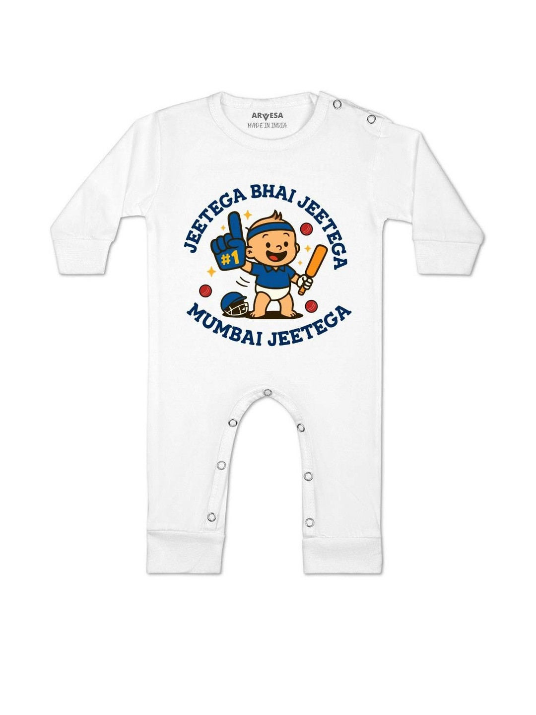 Jeetega Bhai Jeetega Mumbai Jeetega Printed Baby Rompers