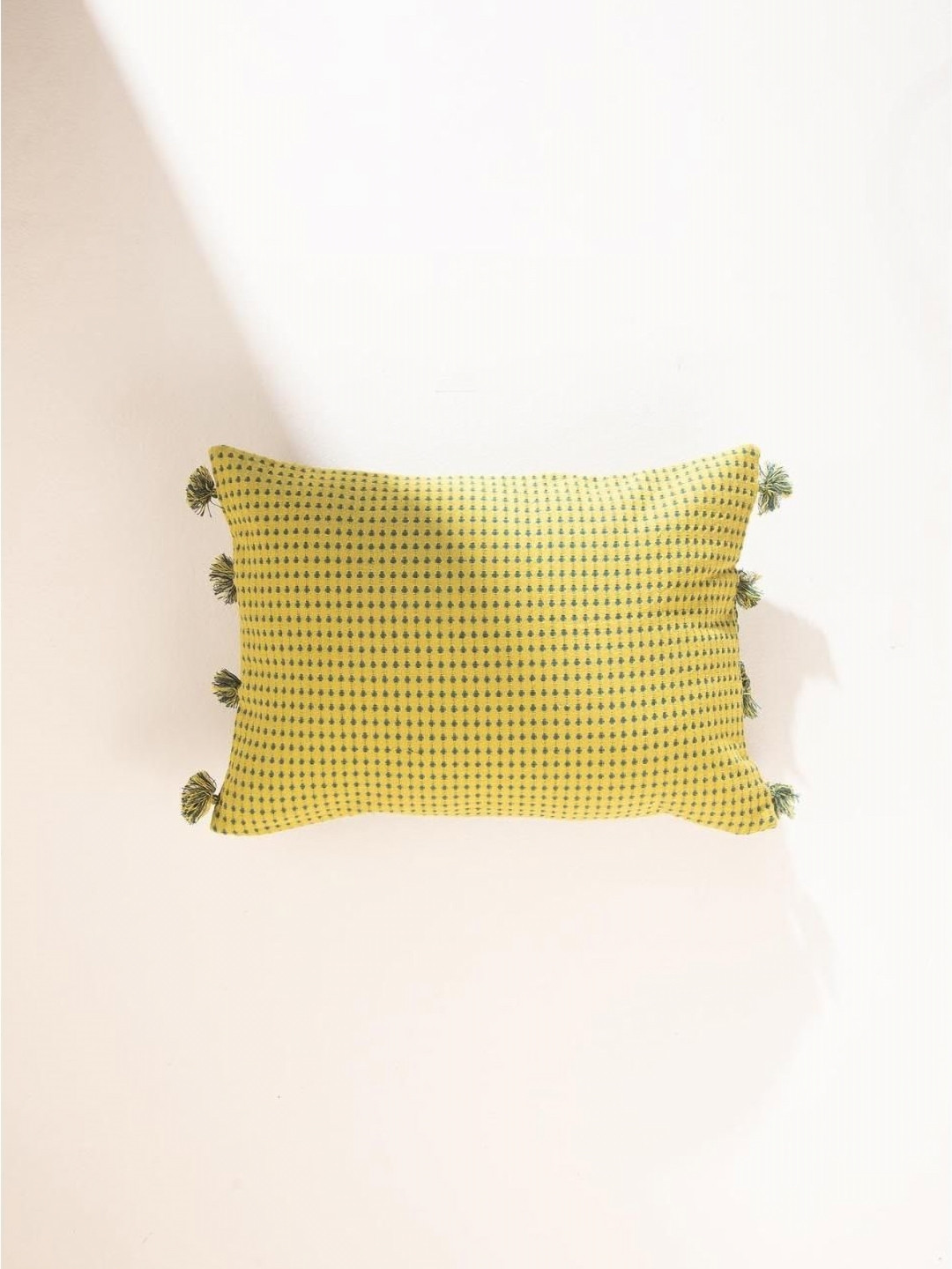 FREEDOM TREE Code Shadow Lime Green & Yellow Striped Cotton Rectangle Cushion Covers