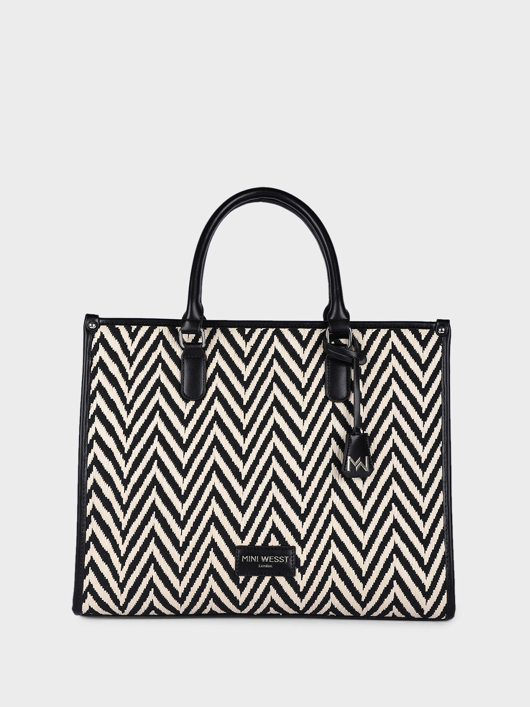 MINI WESST Times Square Luxury Zigzag Printed PU Structured Tote Bag