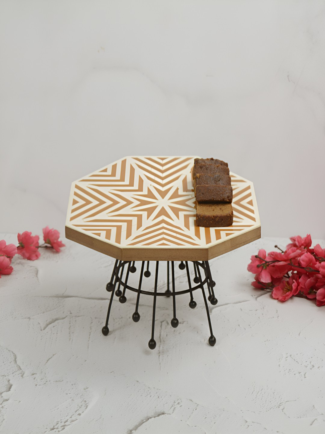 Maison Modern Black And Brown Wooden Easy To Clean Cake Stand