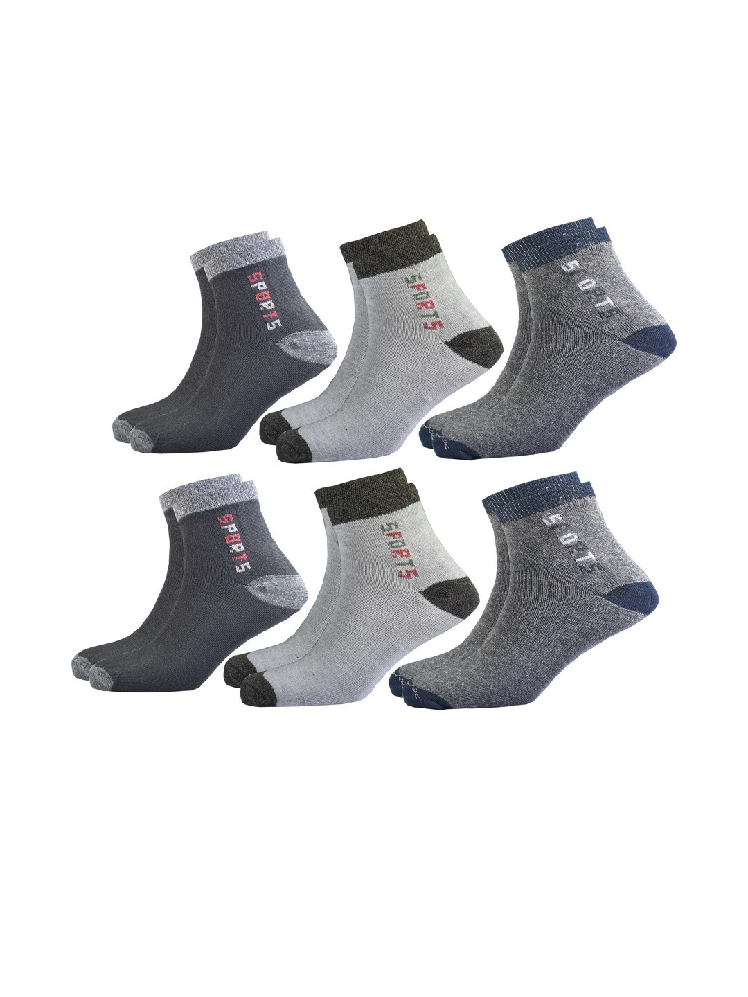 TINY HANDS Men Pack Of 6 Cotton Sports Daily Wear Ankle Length Socks