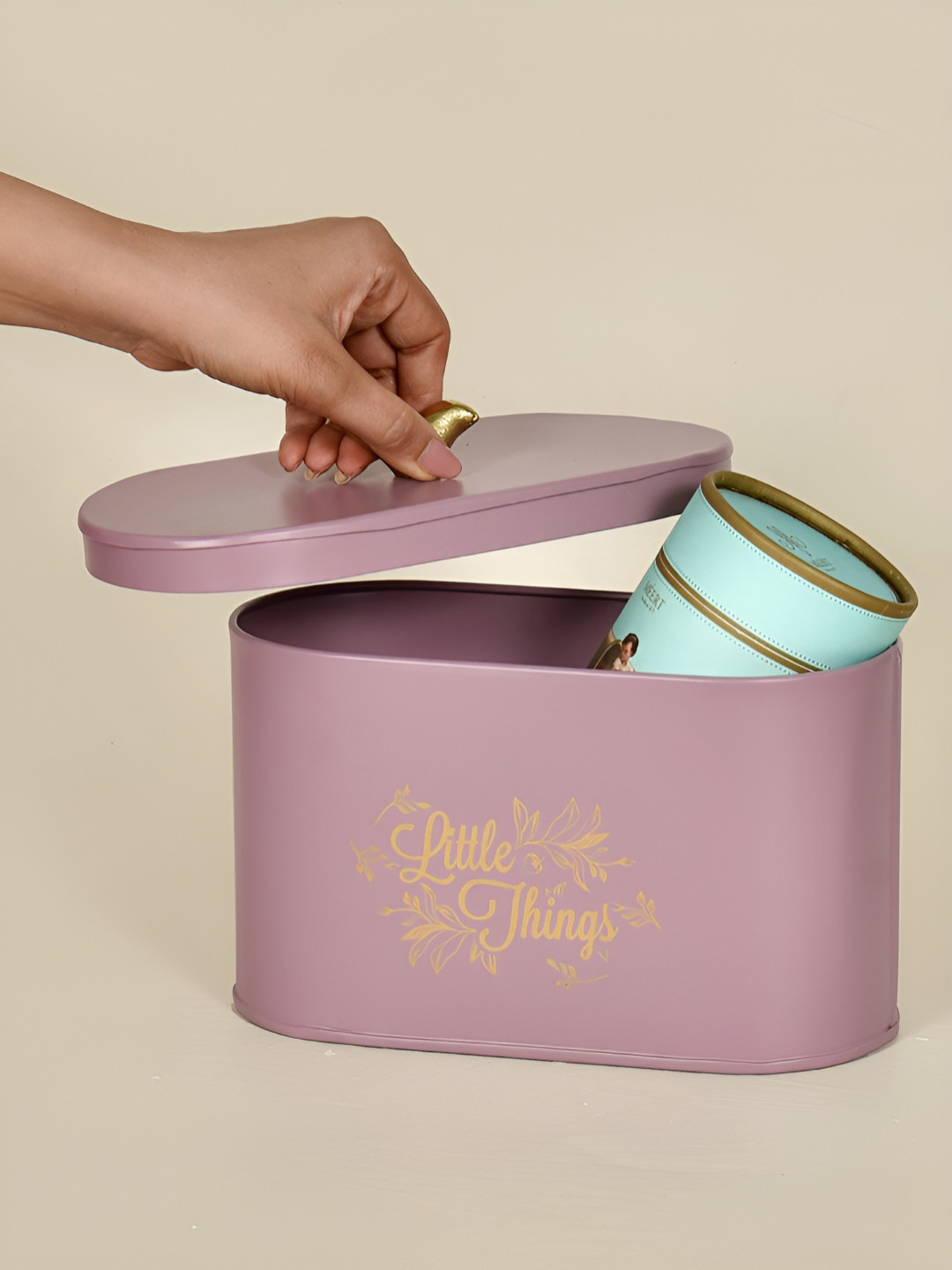 Living With Elan Mauve & Beige Reusable Makeup Organiser With Tweet Bird Knob