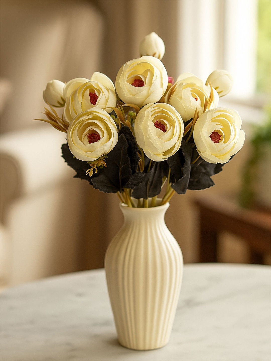 ARTSY White Pink Rose Artificial Flower