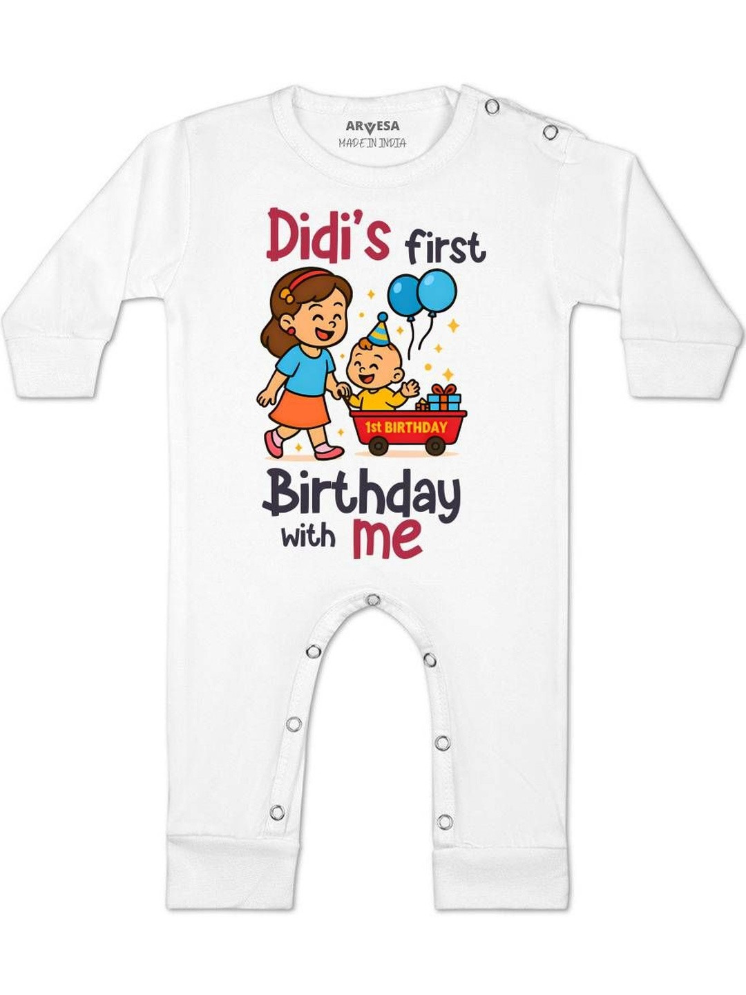 Didi First Birthday With Me Printed Baby Rompers