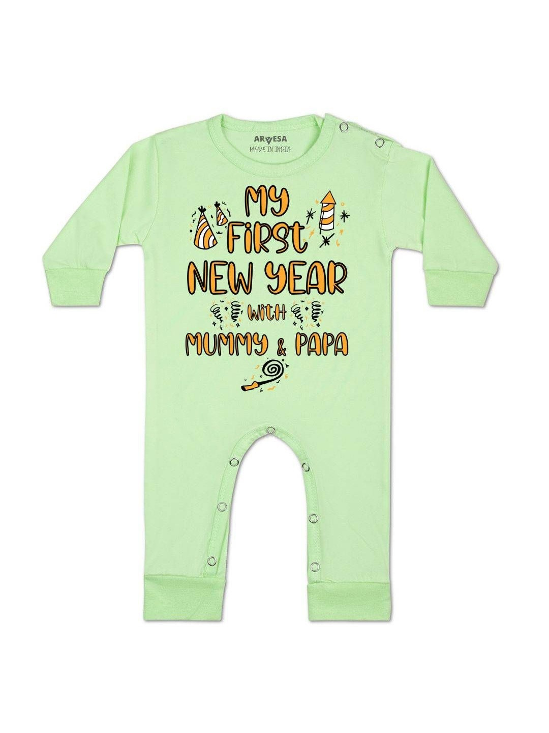 My First New Year Printed Baby Rompers