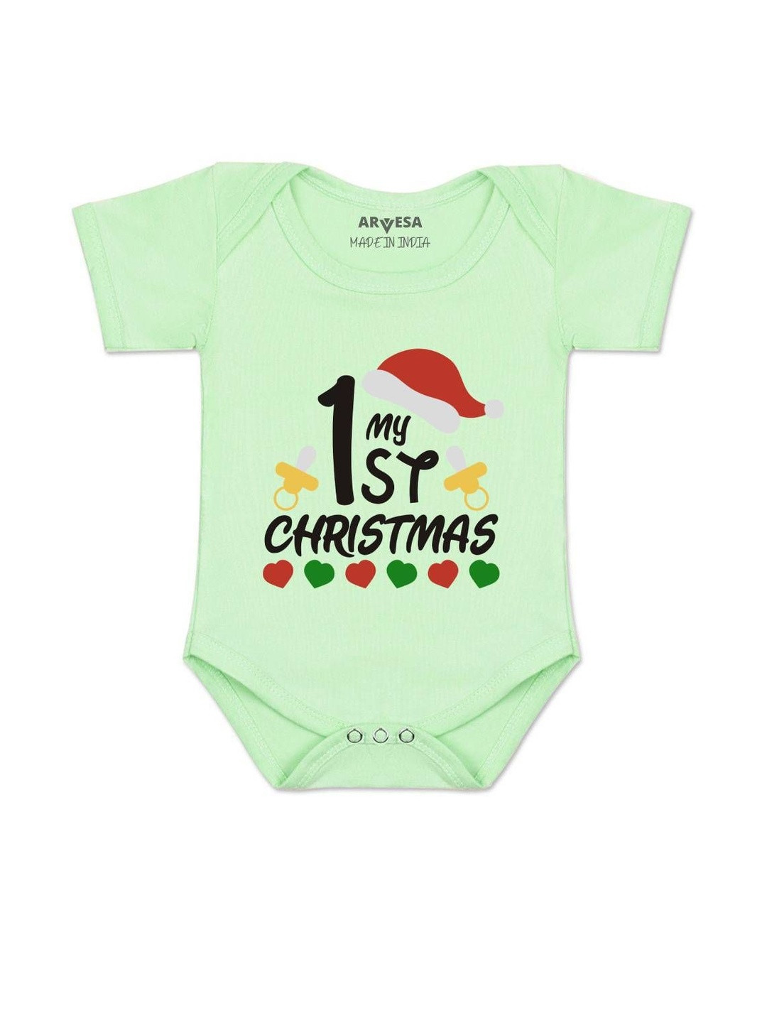Arvesa Kids My First Christmas Printed Envelope Neck Short Sleeves Bodysuit