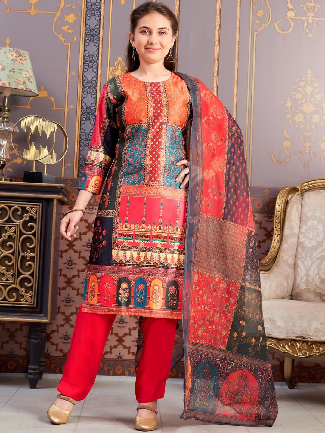 Muhuratam Girls  Satin Kurta Sets