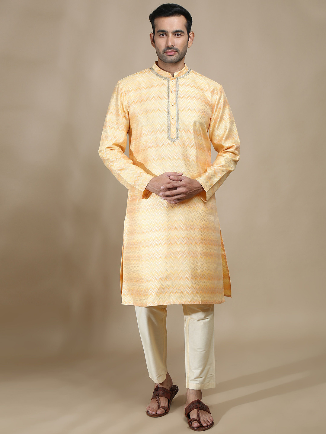 FILORI STUDIO Woven Design Mandarin Collar Kurta