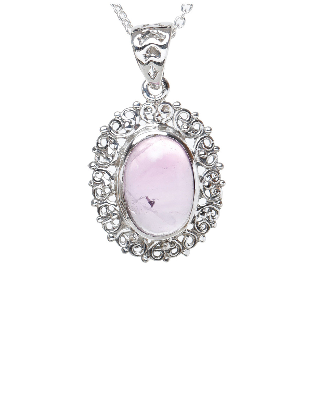 Exotic India Women Sterling Silver Amethyst Studded Pendant
