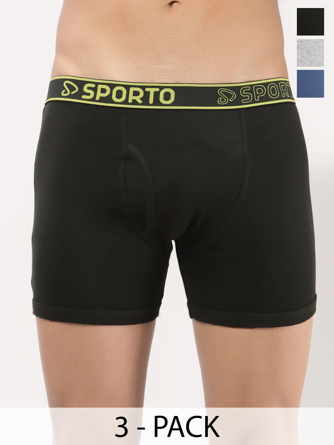 Sporto by Macho Pack Of 3 Low -Rise Trunk Sprto-M1030_Dnm(1)-G(1)-Olv(1)-XL-Dnm_G_Olv