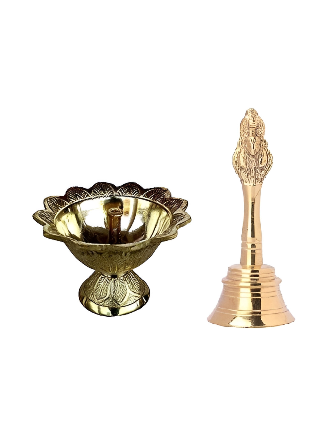 Adhvik Rose Gold Toned 2 Pieces Naagpari Ghanti With Devdas Diya