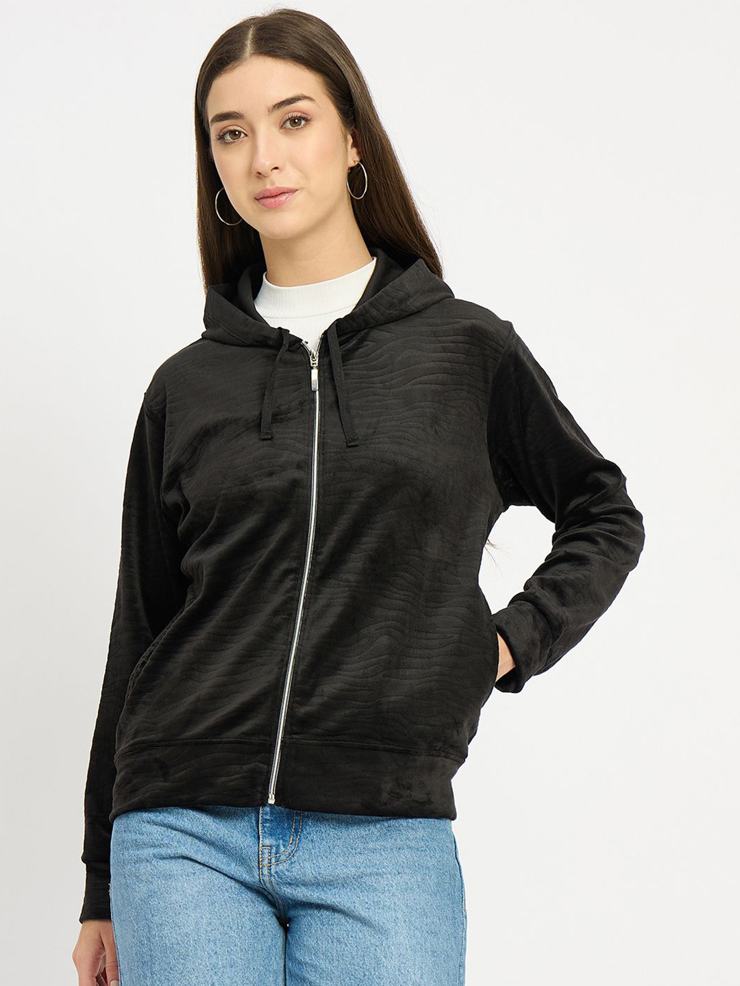Camey Women Hooded Zip Closure Long Sleeves Sweatshirt