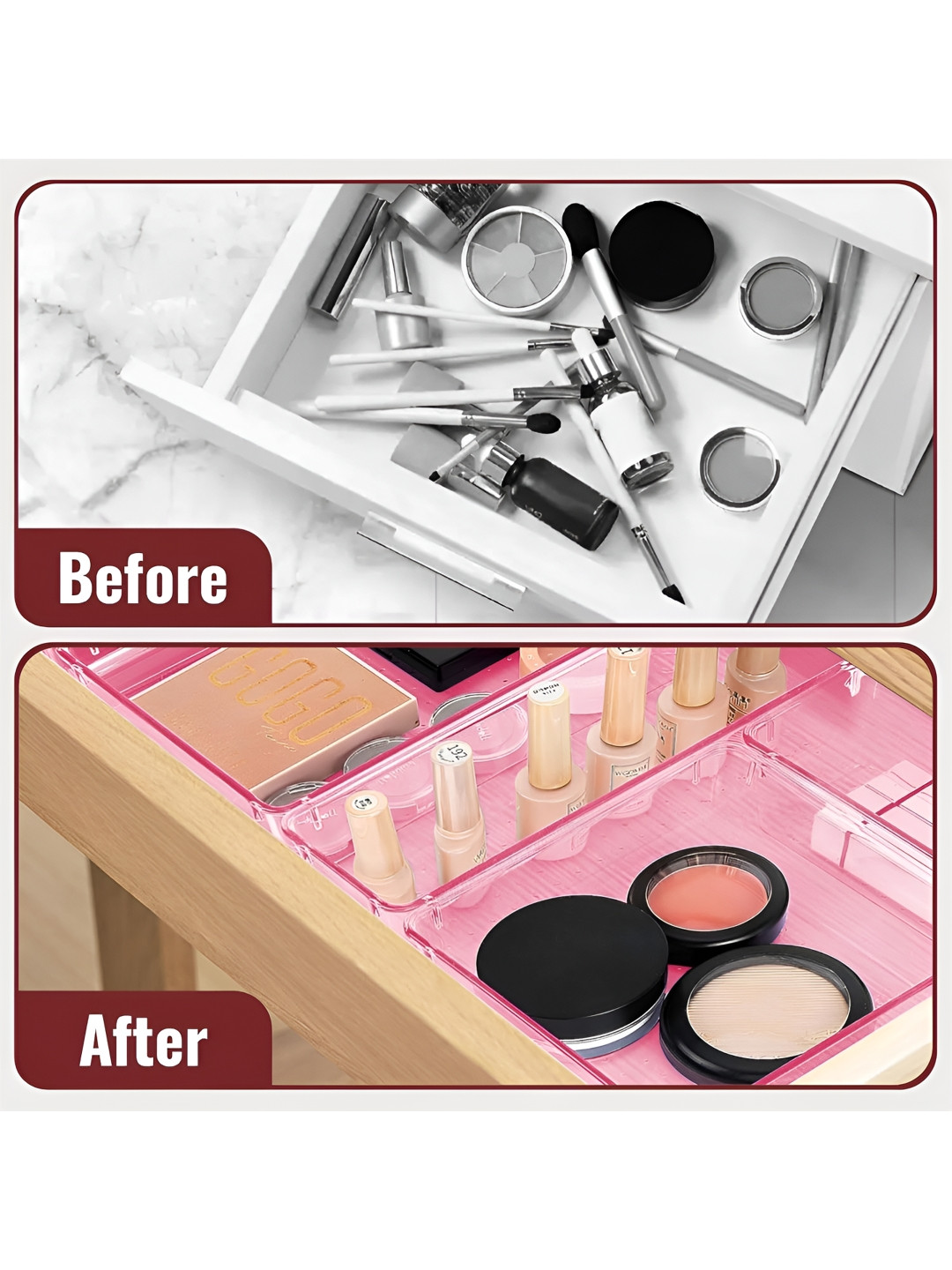 JD FRESH Pink 20 Pieces Makeup Organisers