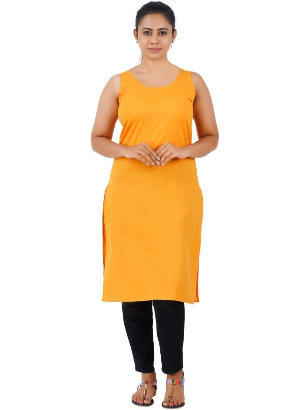 Happy Bunny Women Orange Cotton Knee Long Inner Slip For Camisoles