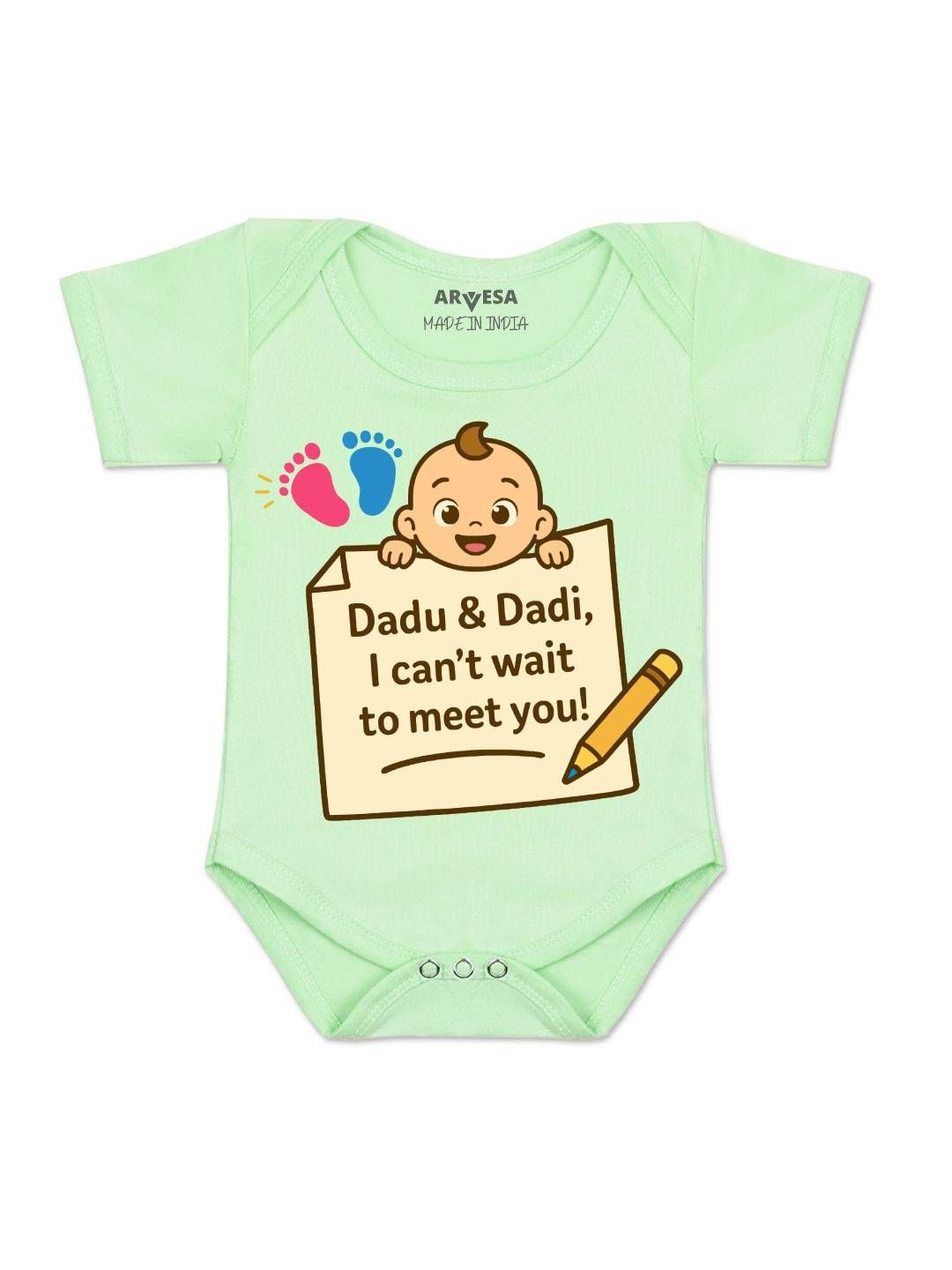 Dadu Dadi Cant Wait To Meet You Printed Romper