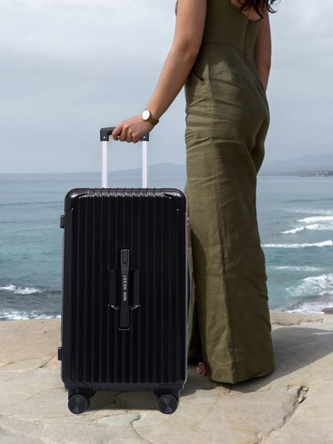 MINI WESST Textured Hard-Sided The Trunk Carry On Cabin Trolley Bag