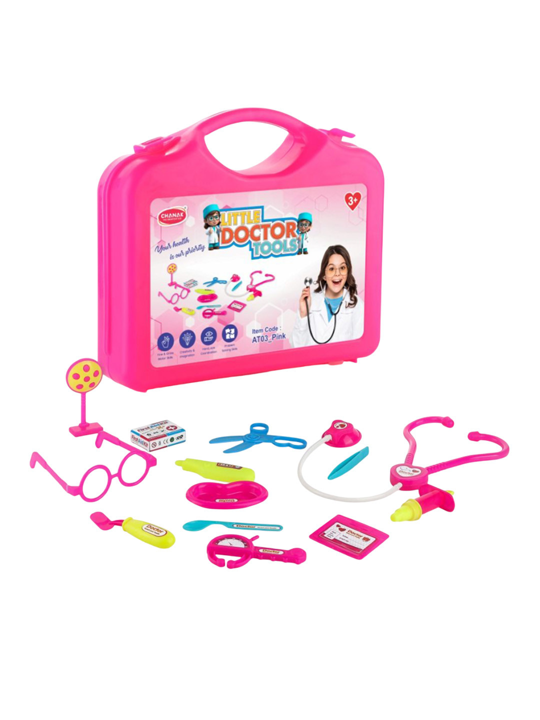 CHANAK Kids Set Of 15 Doctor Playset With Foldable Suitcase