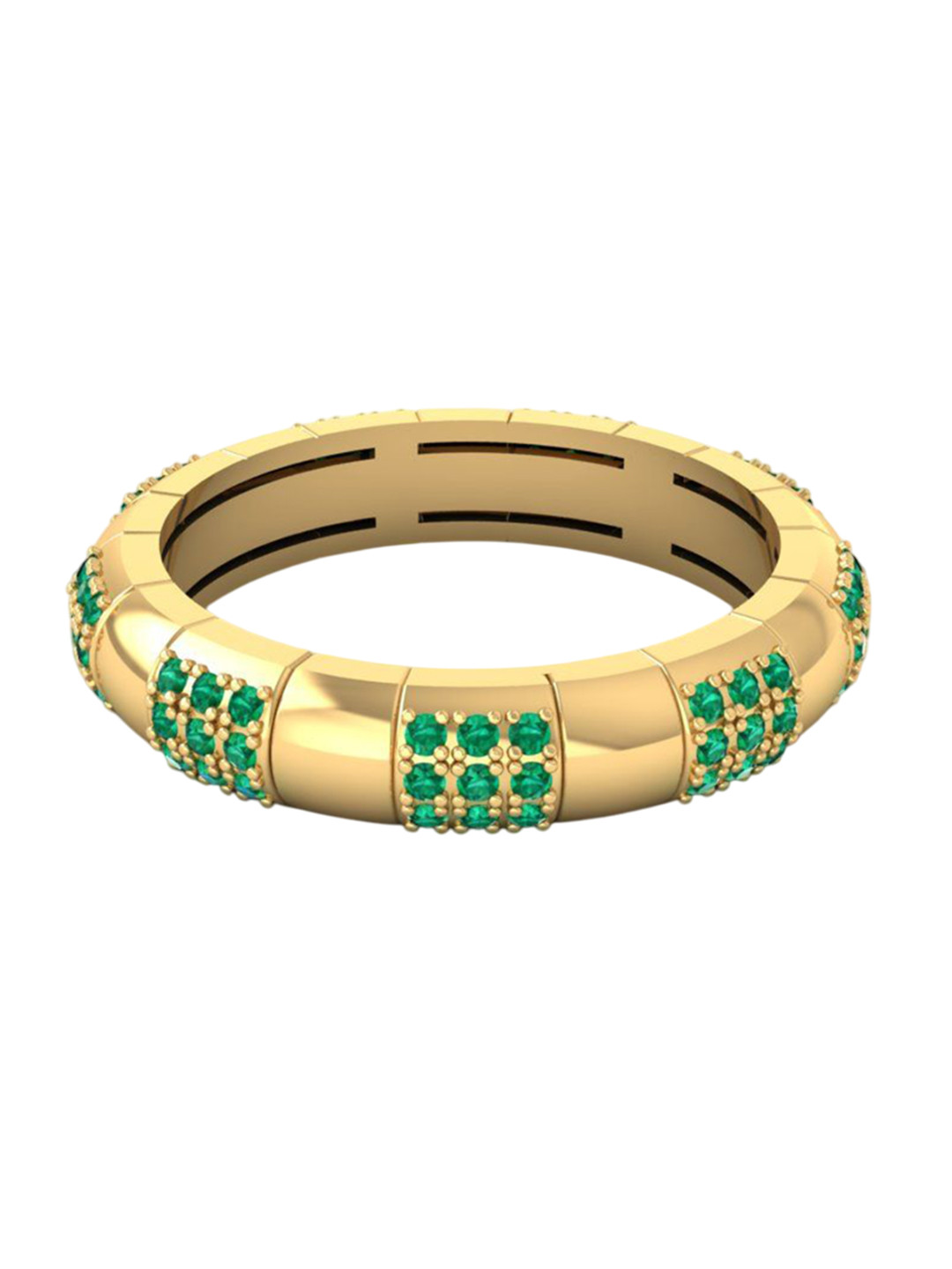 Eddicted 925 Sterling Silver 14K Gold-Plated Cubic Zirconia Studded Emerald  Finger Ring