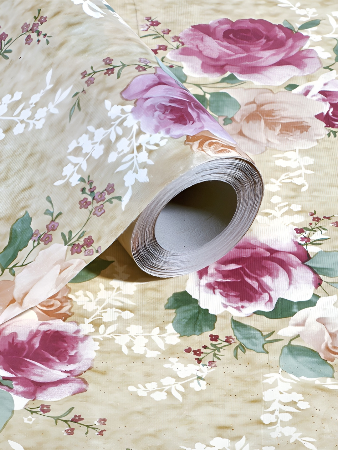 Aura Brown And Pink Printed Shelf Liner