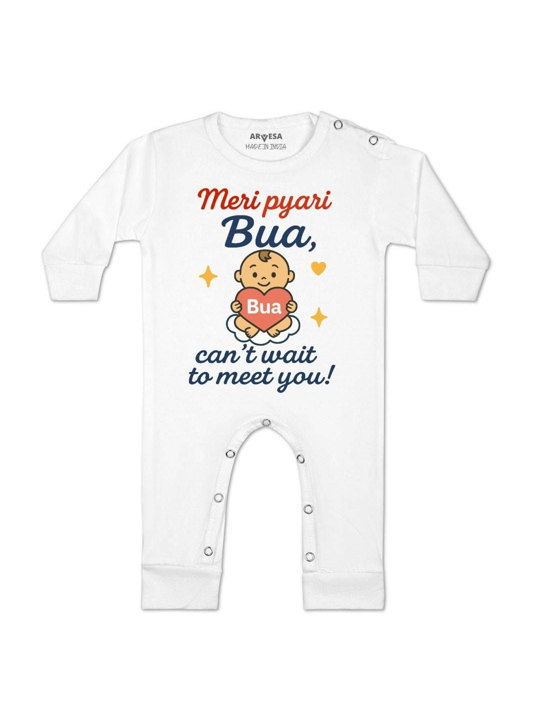 Arvesa Kids Hello Bua I can't Wait To Meet You Printed Baby Rompers