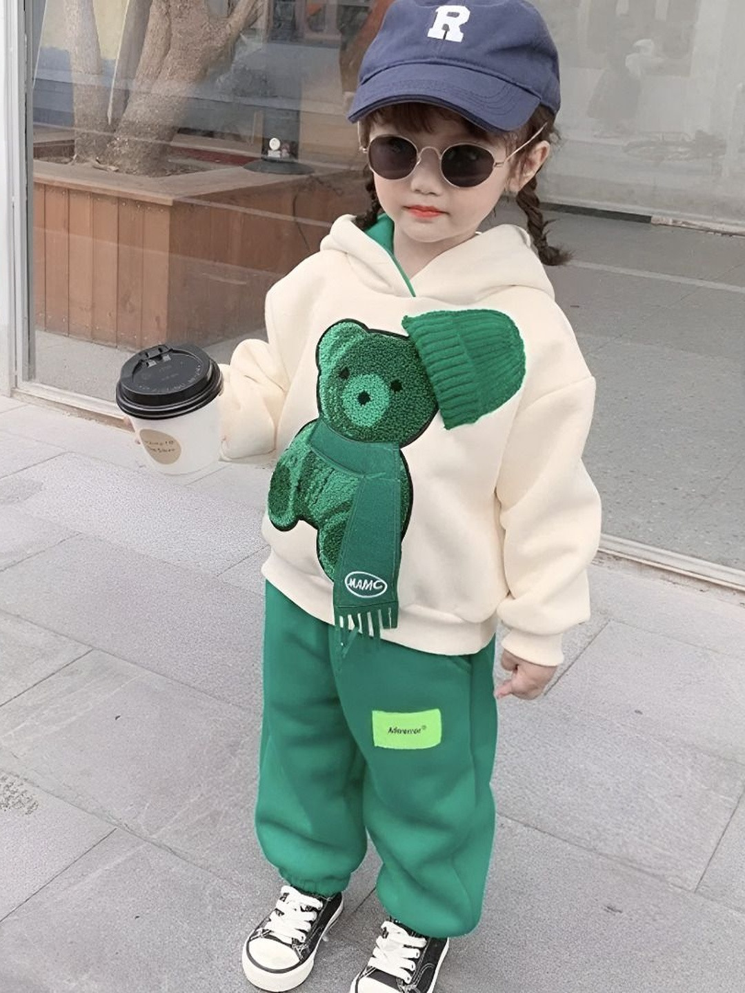 YK Apricot Long Sleeves Hooded Girls Co-ords Set