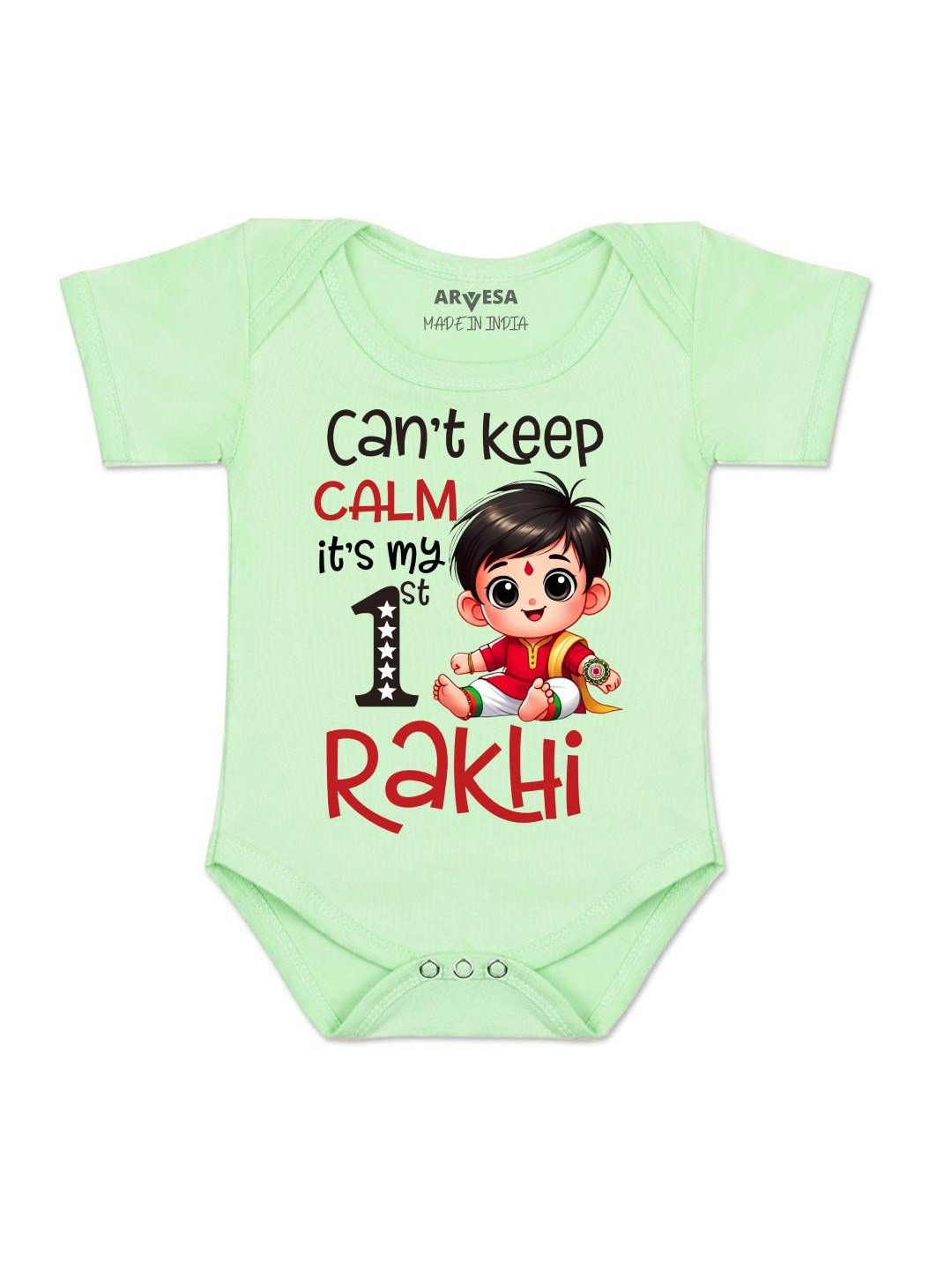 Arvesa Printed Kids Printed Envelope Neck Short Sleeves Snap Button Closures Romper