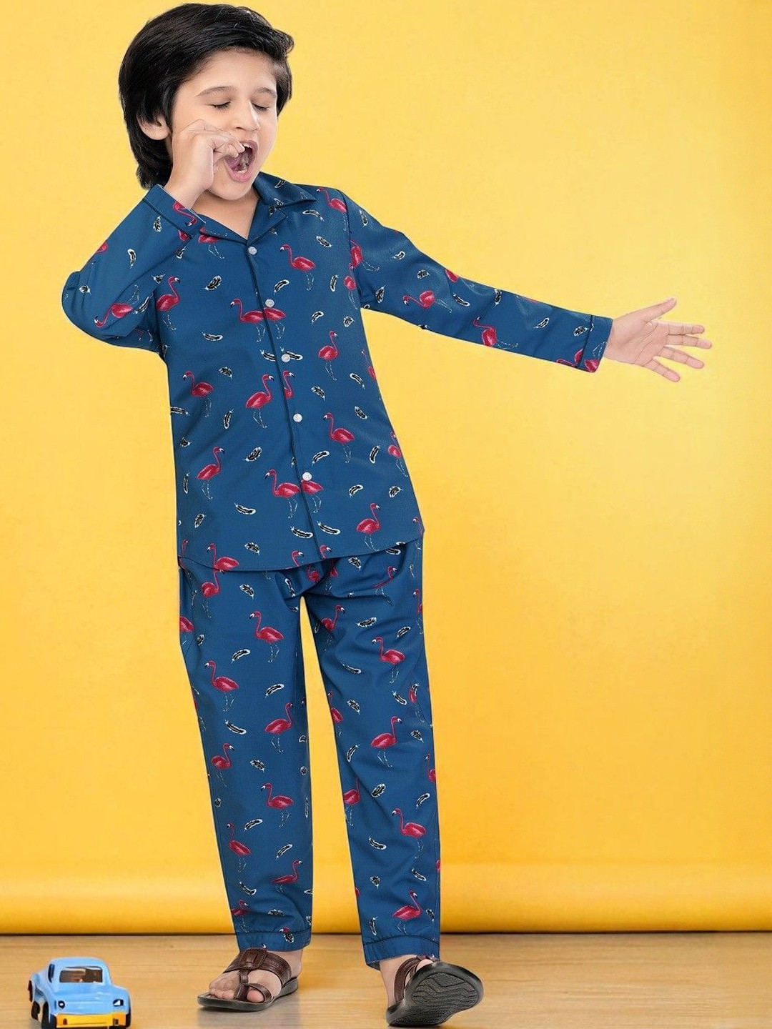 Club96 Boys Printed Full Sleeve Shirt & Pajama Night suit