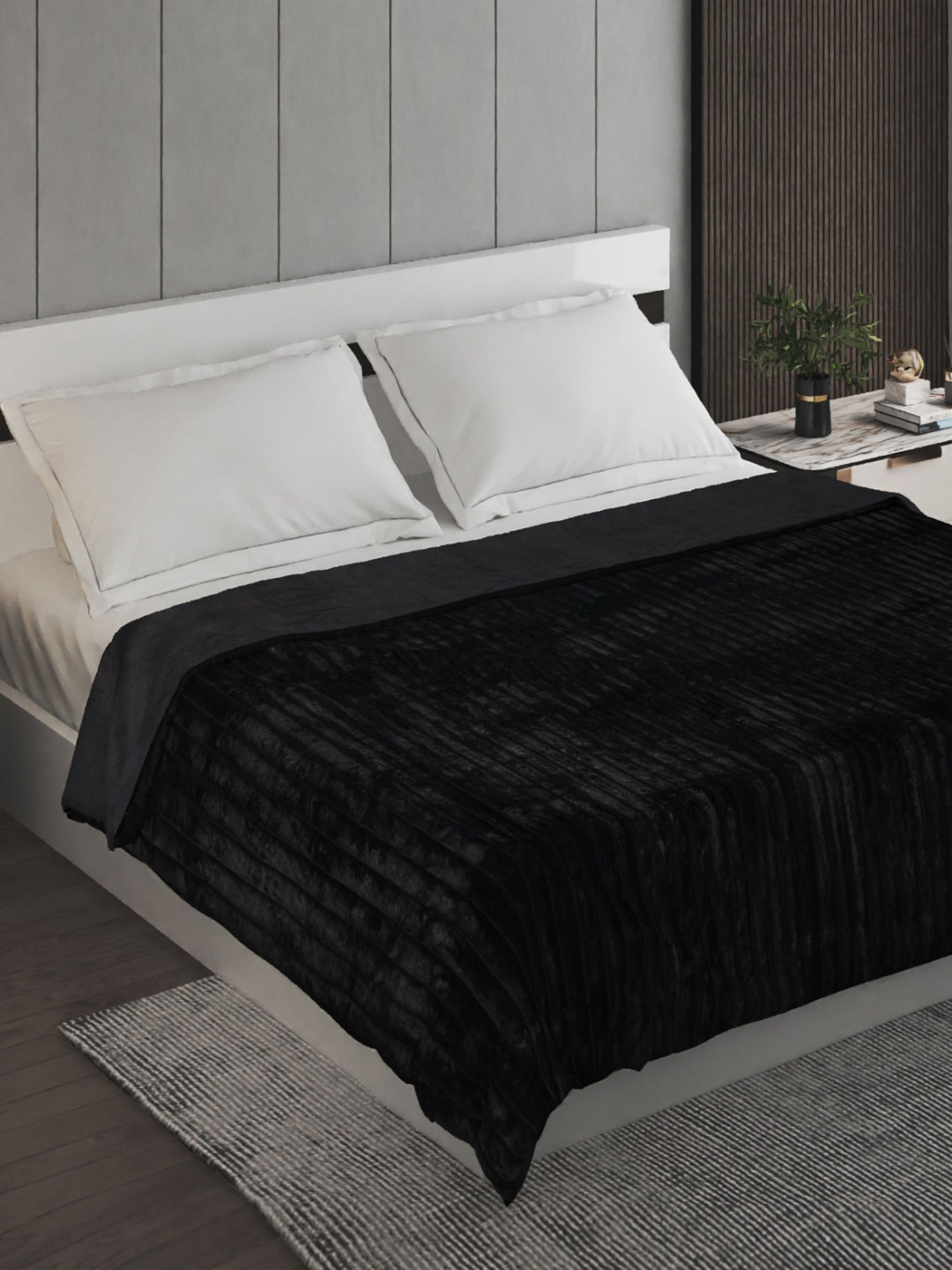 Home Centre Carrera Black 180 GSM AC Room Double Bed Blanket