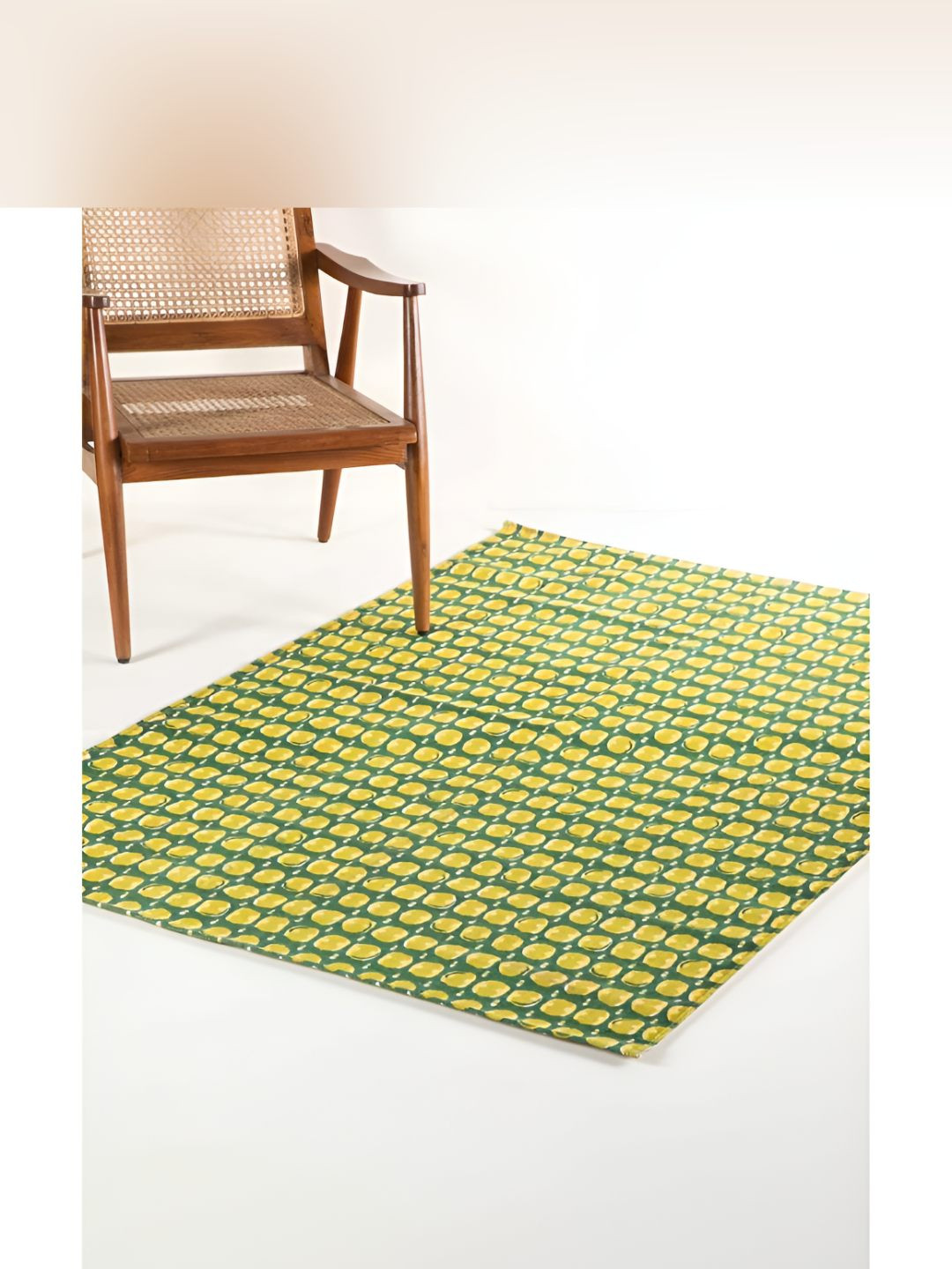 FREEDOM TREE Yellow & Green Printed Cotton Floor Mat