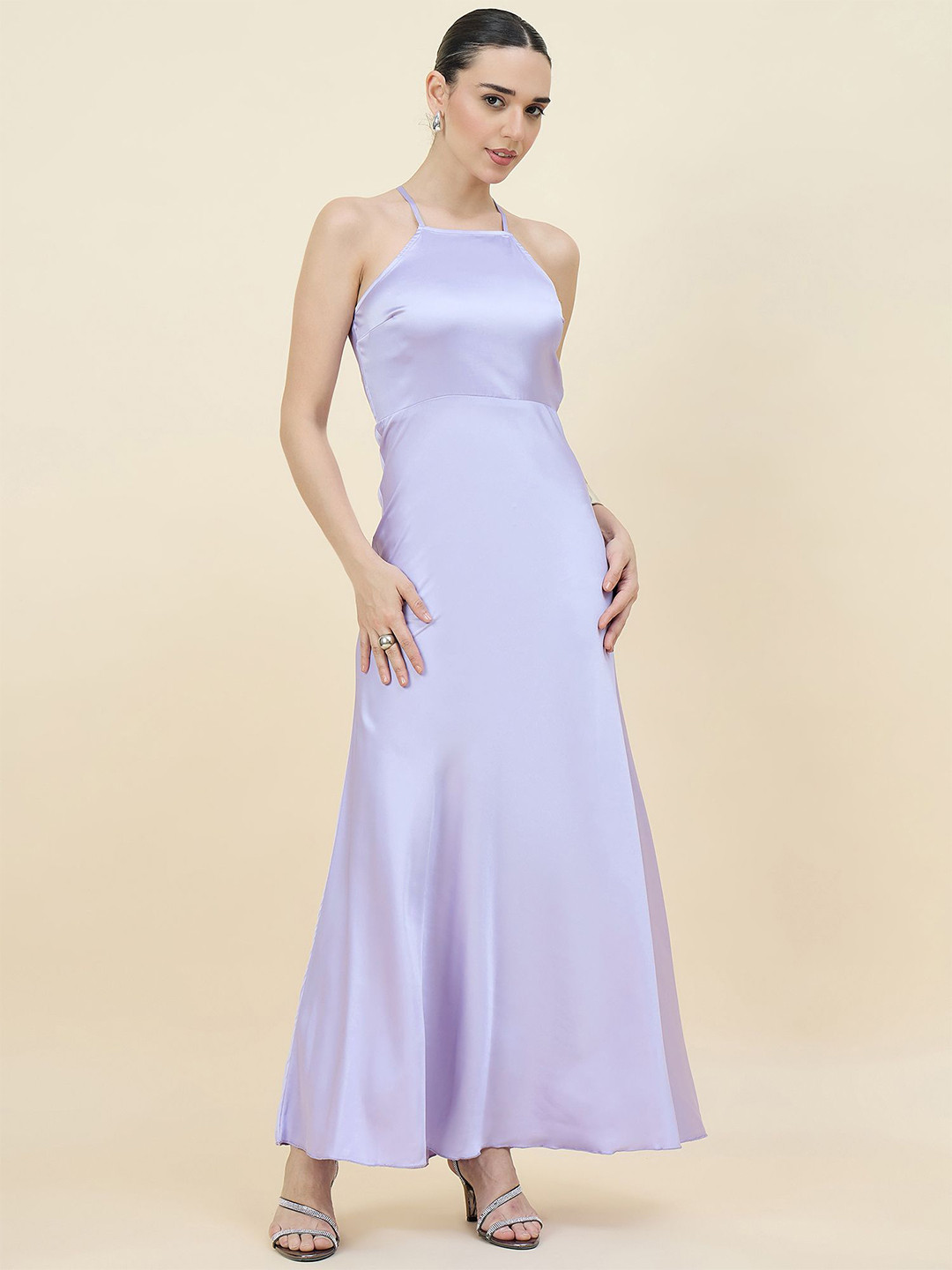 aayu Women Satin Solid Sleek Utility Bodycon Maxi Dress